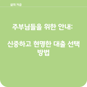 주부 대출 신청 조건,한도,금리 선택 방법
