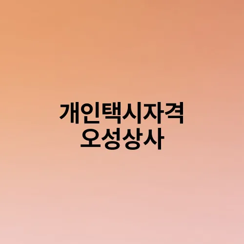 개인택시자격 오성상사