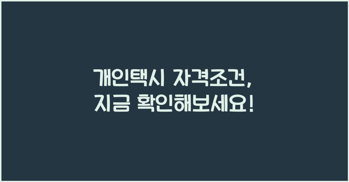 개인택시 자격조건