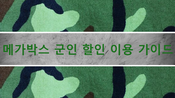 메가박스 군인 할인 이용 가이드