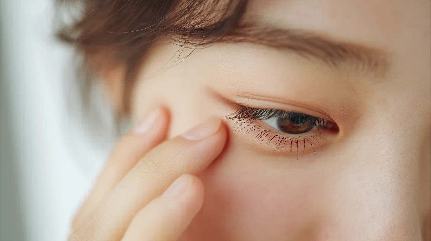 안약을 넣는 한국인 성인 클로즈업 사진