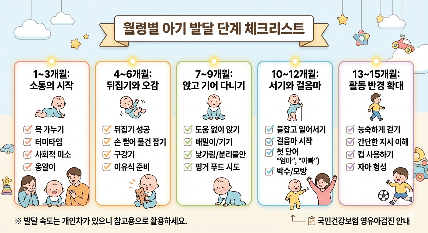 월령별 아기 발달 단계 표 인포그래픽
