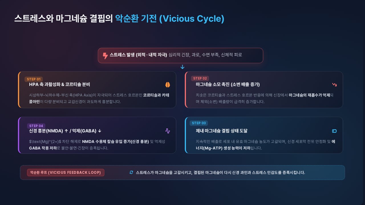 스트레스와 마그네슘 결핍의 악순환의 기전