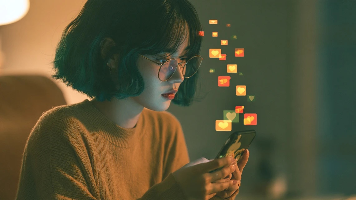 단체 채팅방에서 편안하게 소통하는 사람