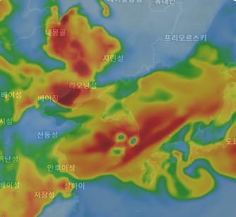 2026년 4월 한반도 황사 미세먼지 이동 경로 위성 지도 시각적 데이터 분석