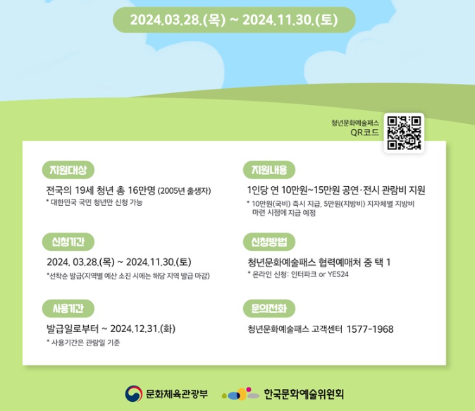 청년문화 예술패스 공식 포스터 자료