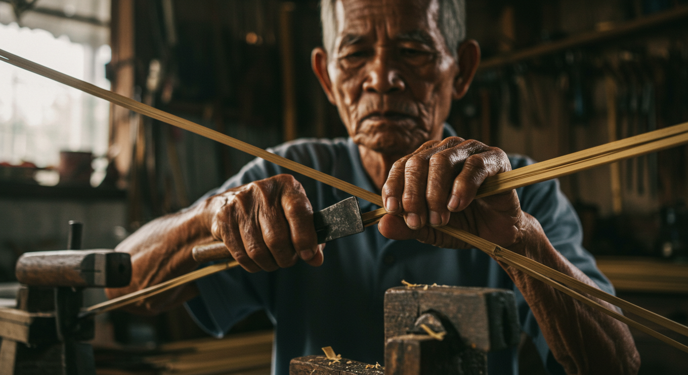 대나무 작업장면