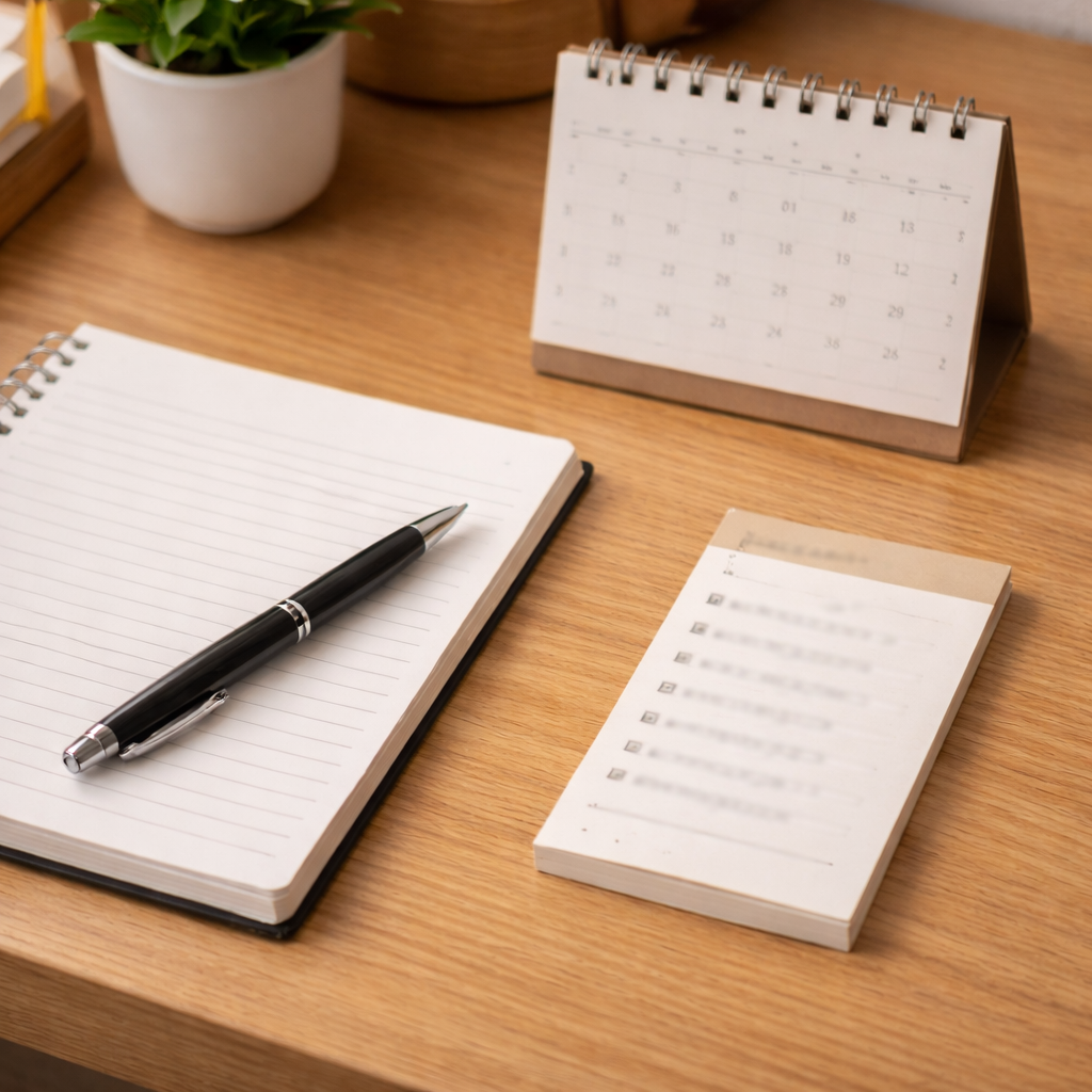 불안 증상과 수면 상태를 기록하는 습관을 상징하는 이미지