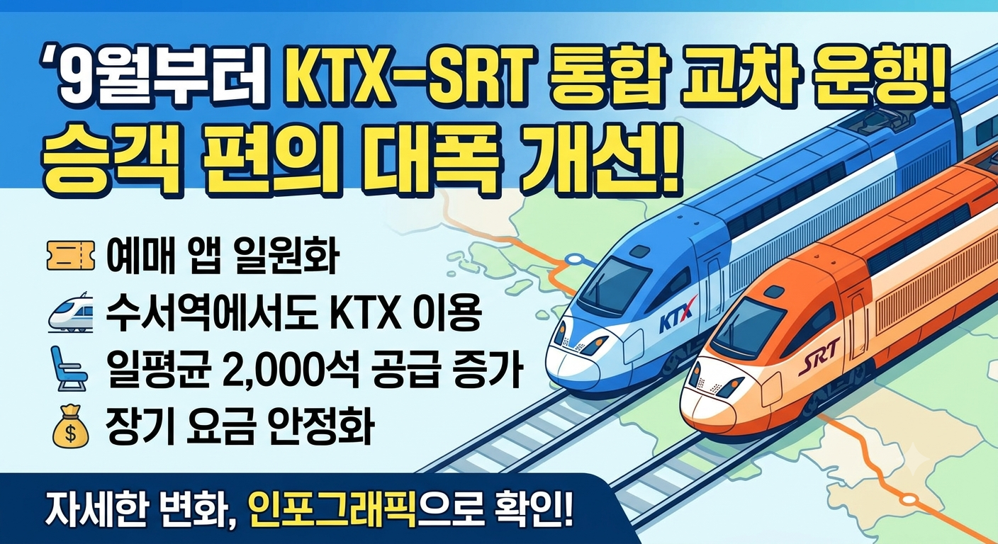 9월부터 ktx, srt 통합 교차 운행