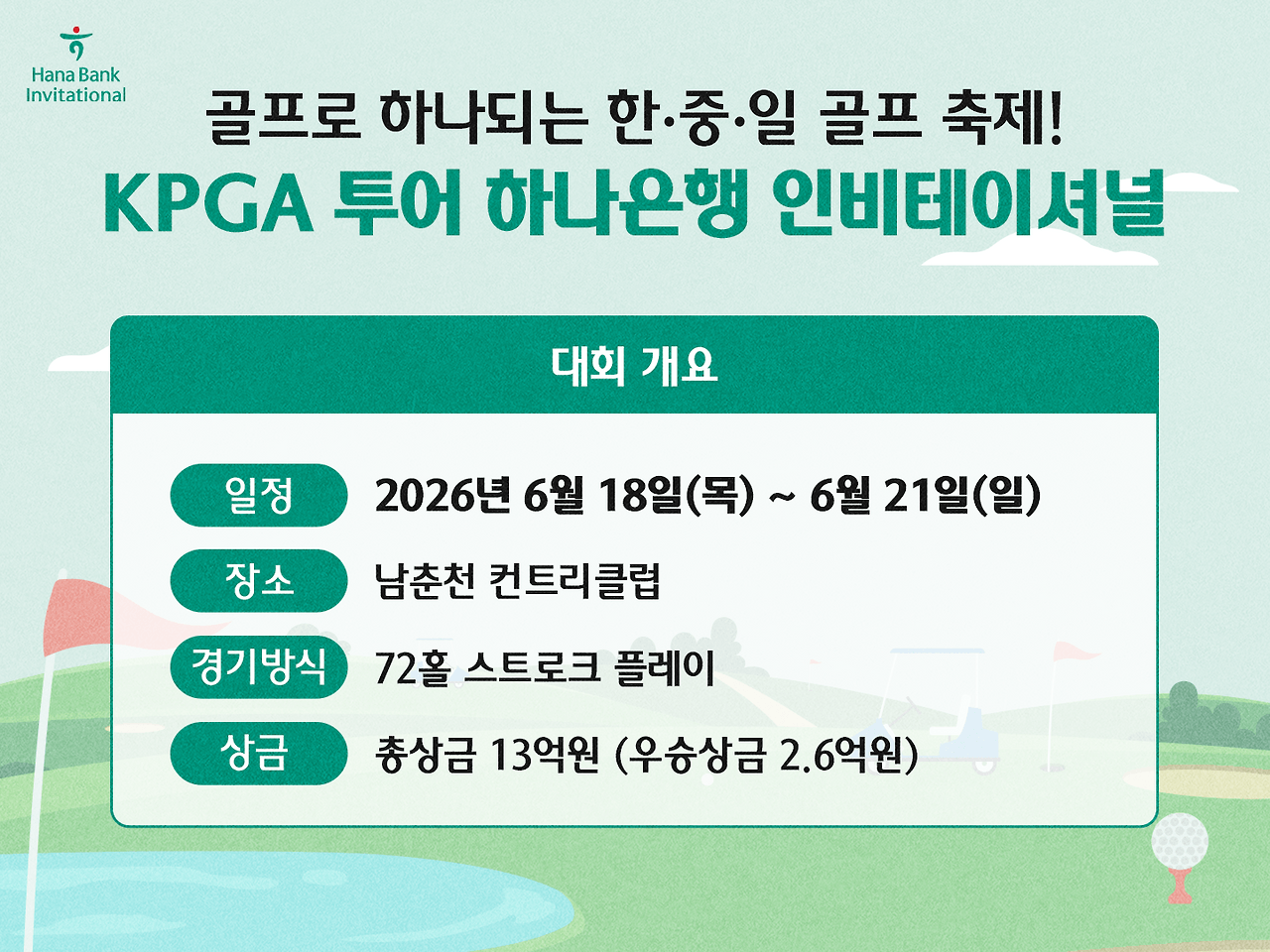 KPGA 하나은행 인비테이셔널 정보 일정 갤러리 순위별 우승상금