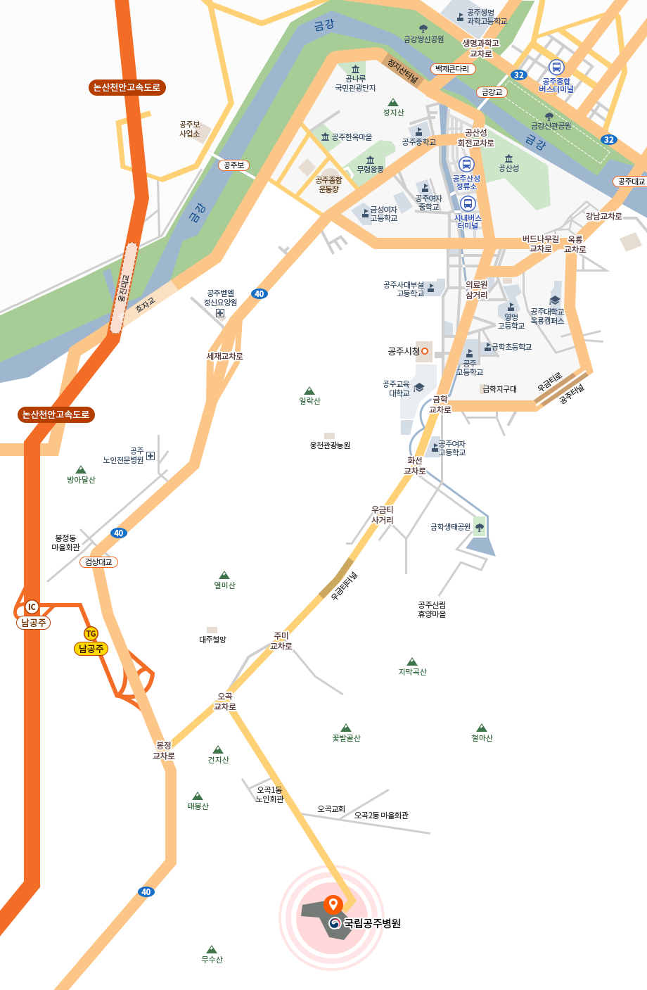 국립공주병원 약도
