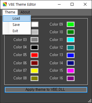 Theme > Load 메뉴 실행