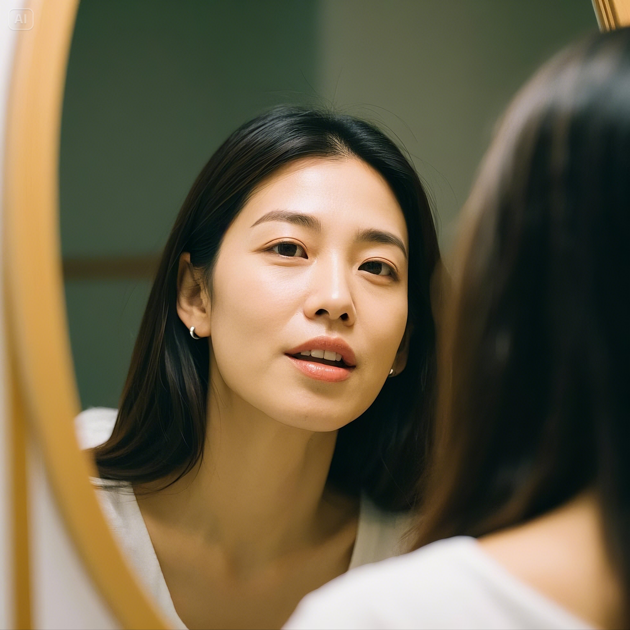 자존감을 높이는 긍정적인 습관 관련 거울 앞에서 긍정적인 말을 하는 나의 모습 사진