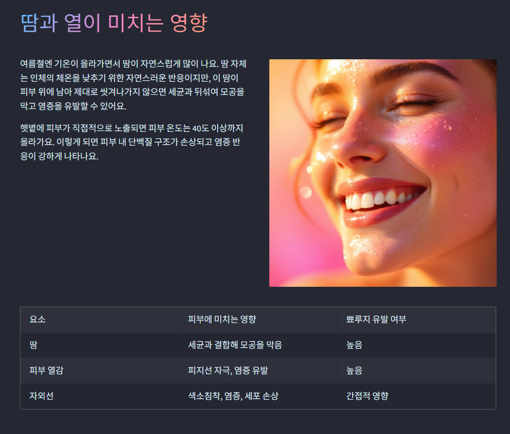 땀과 열이 미치는 영향