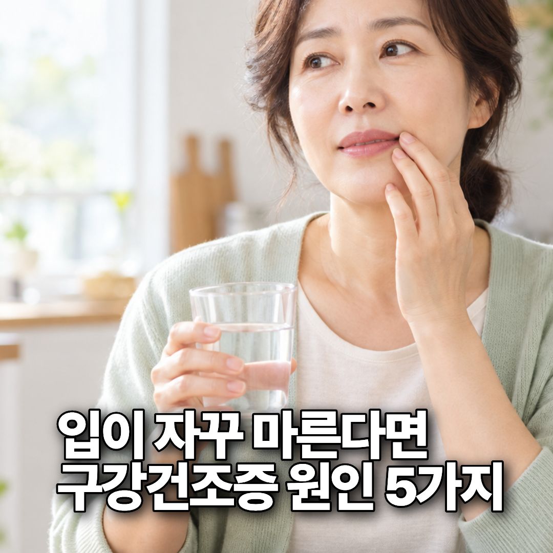 입마름과 구강건조증 원인을 확인하는 50대 여성