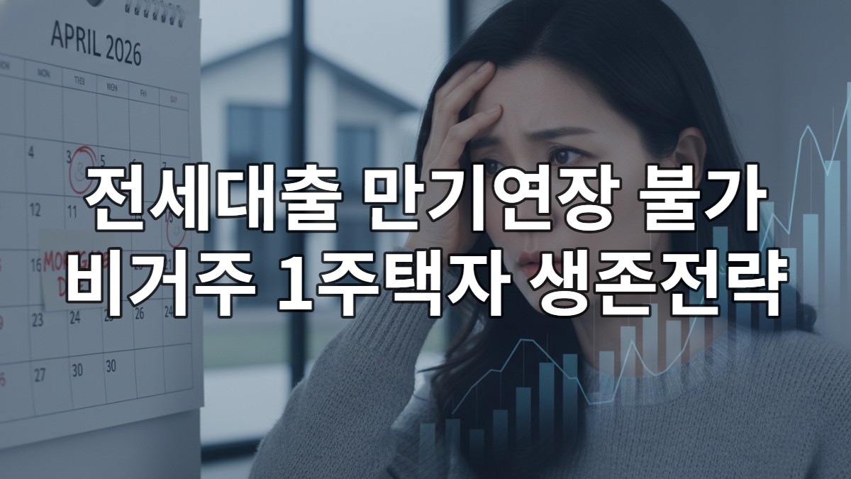 2026년 4월 전세자금대출 만기 연장 불가로 인해 걱정하는 비거주 1주택자의 모습.