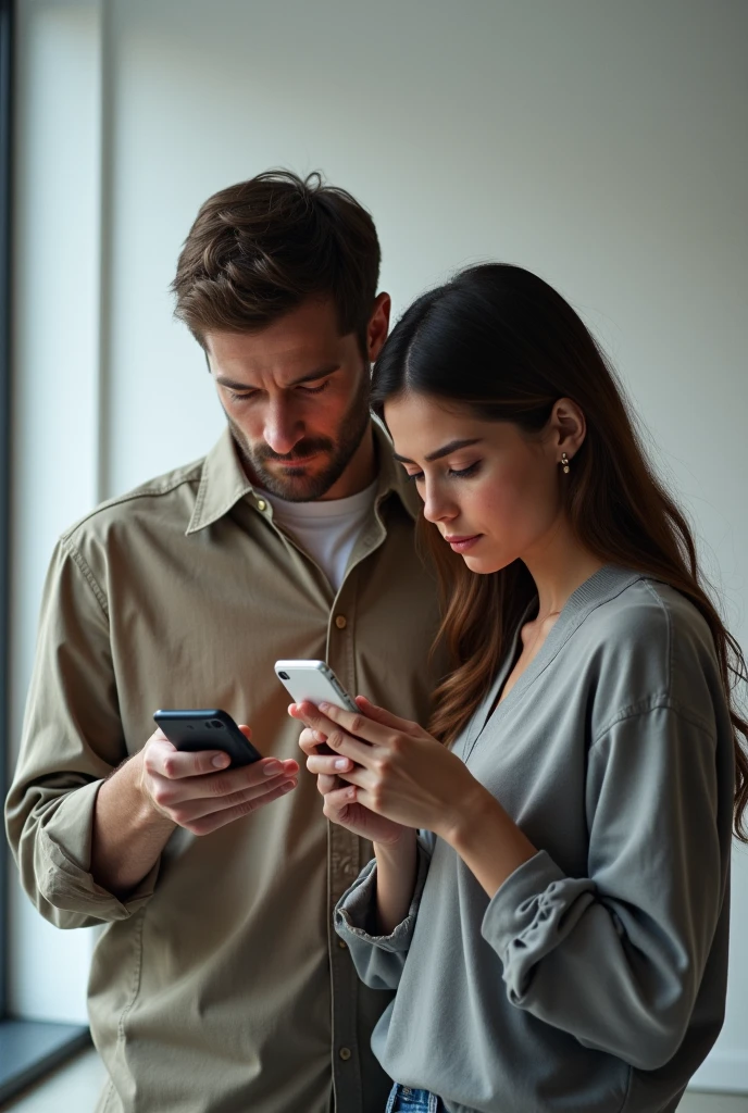 휴대폰으로 청약정보 확인하는 부부 이미지