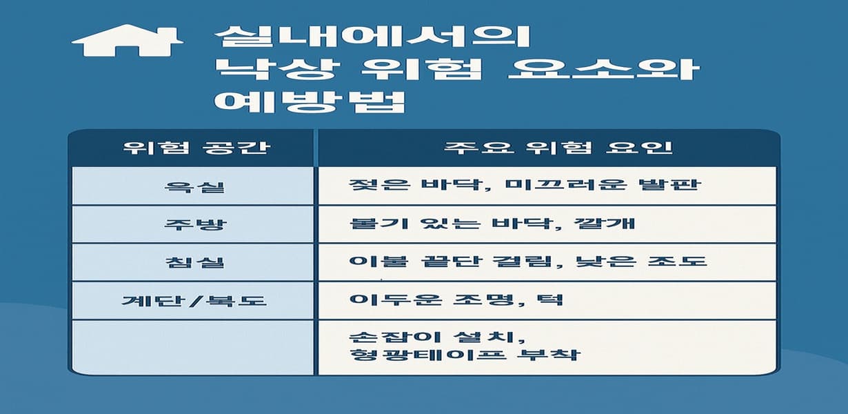 “실내 낙상 위험 요소와 예방법을 정리한 인포그래픽”