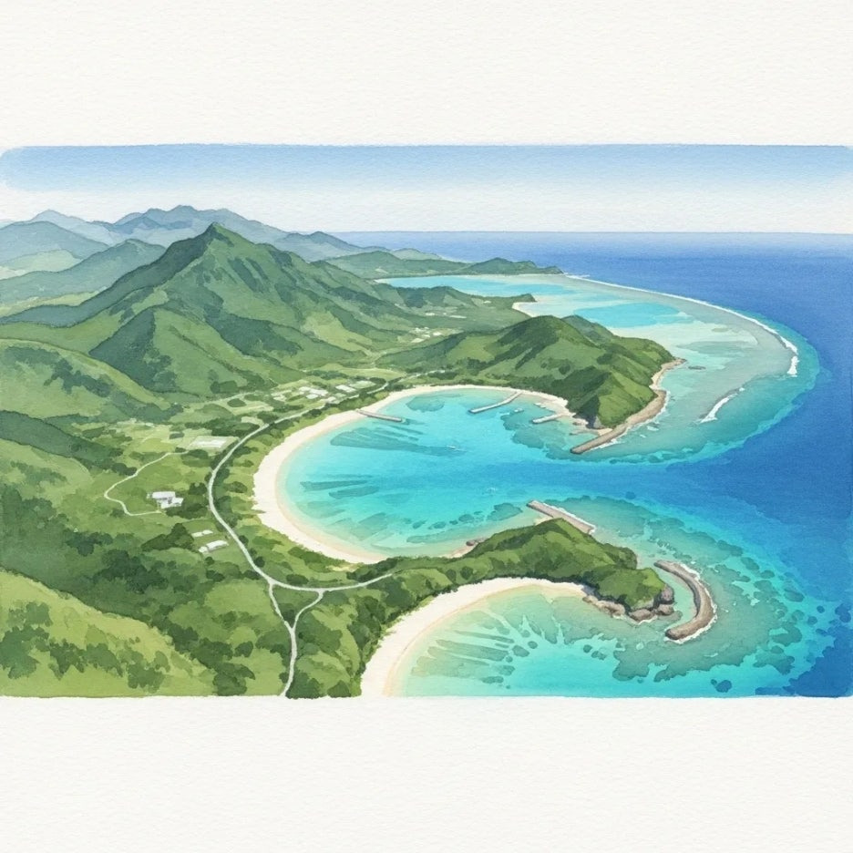 아름다운 에메랄드빛 바다 이시가키 풍경