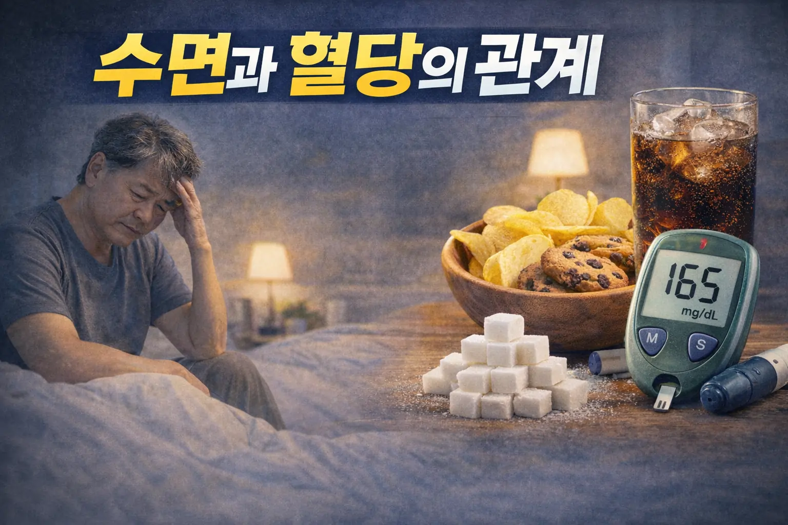 수면 혈당 관계 잠이 흔들리면 야식·체중이 따라오는 이유(50~70대 실전 정리)