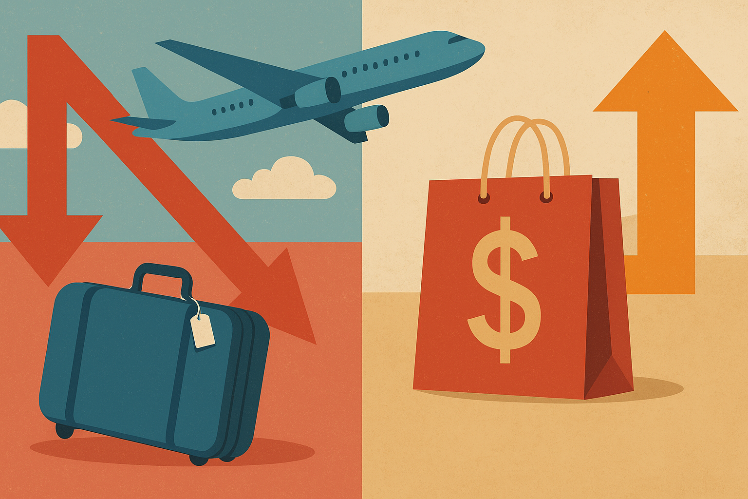 여행 지출 감소, 상품 가격 상승의 이미지
