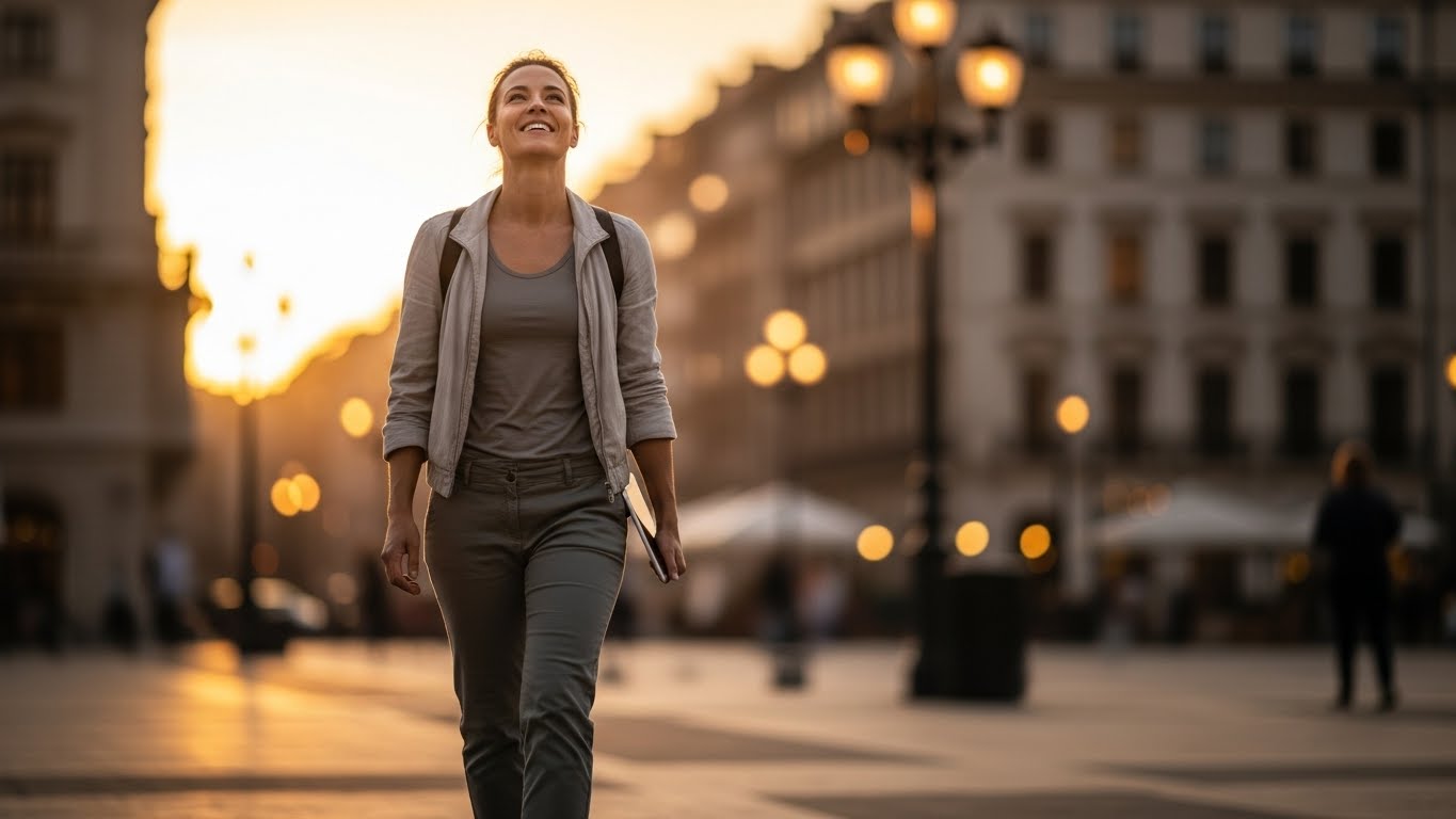 경제적 자립과 자동화 수입을 통해 시간의 자유를 얻고 활기차게 일상을 보내는 모습