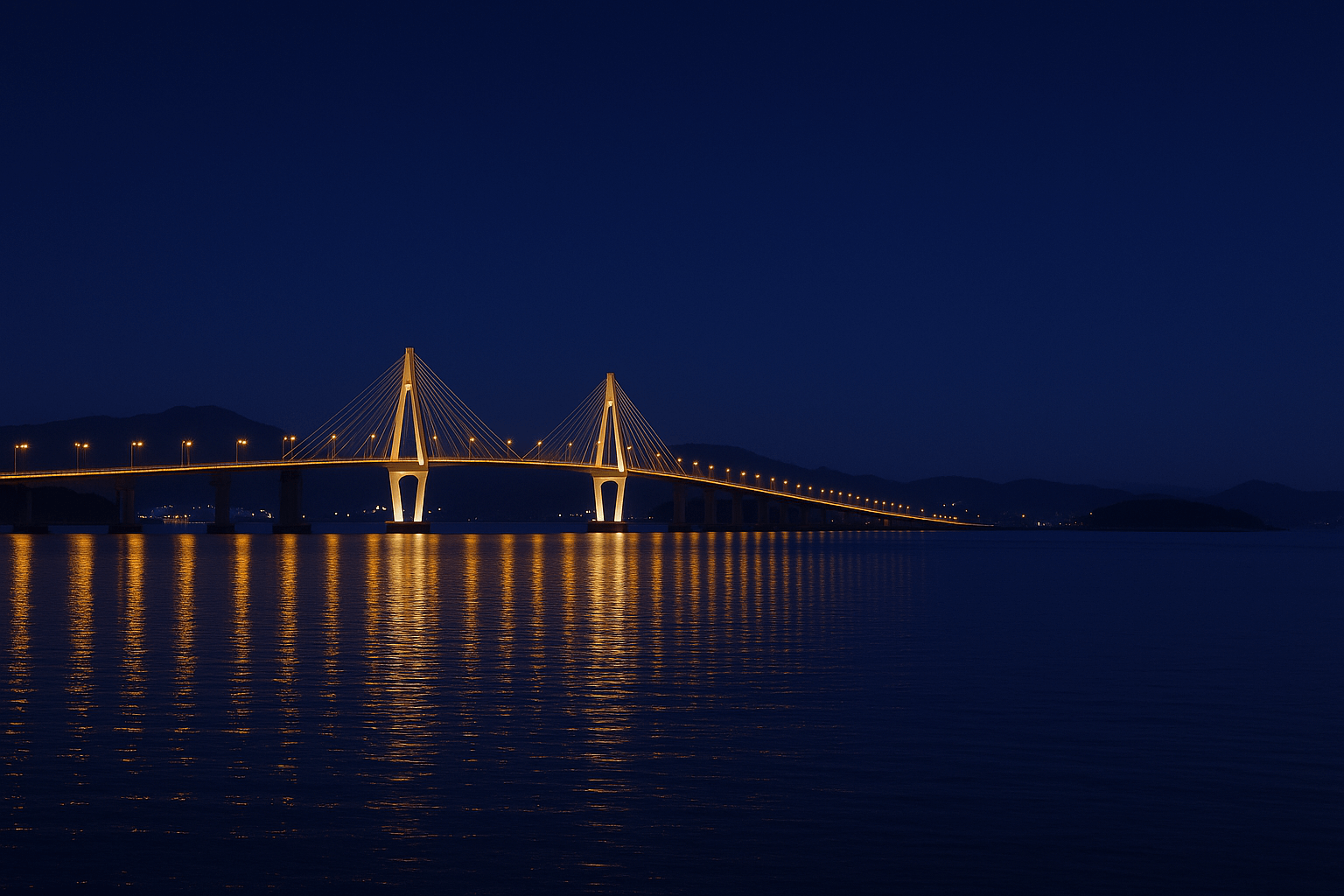 12월 사천 삼천포대교에서 만나는 겨울 밤바다의 고요한 야경과 짙은 감성의 밤 산책