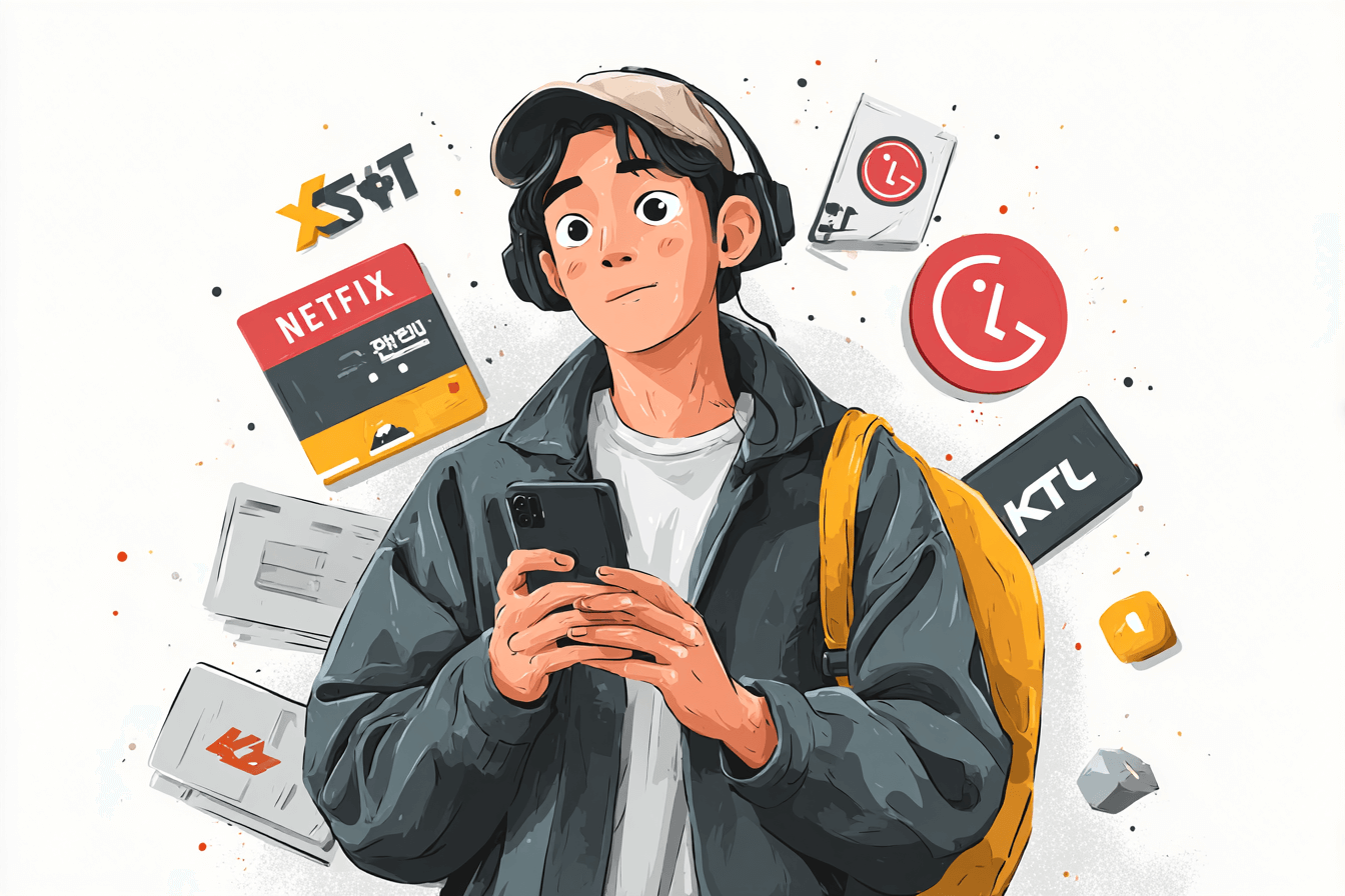 할인-통신사-로고와-남자-그림