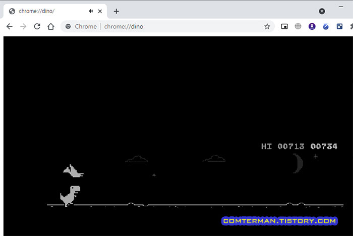 크롬 공룡 게임 조작 방법
