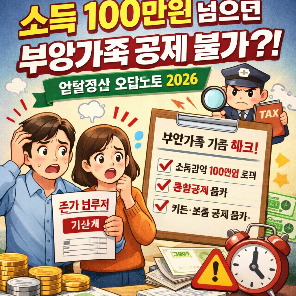 소득 100만원 넘는 부양가족 공제, 안돼요 (2026 연말정산 오답노트로 실수 5가지 정리)