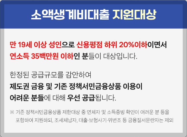 소액생계비 대출
