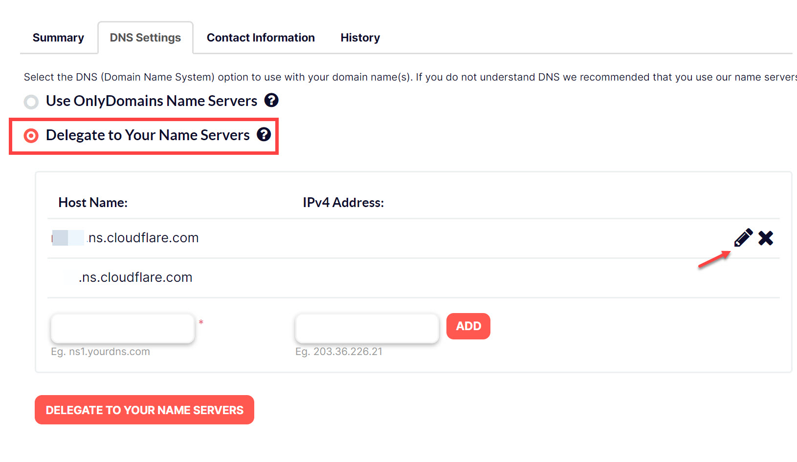 Onlydomains 도메인 네임서버 변경 방법