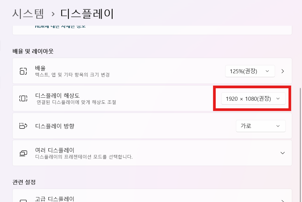 5. 전체 배율 조절하기 (고급 설정)