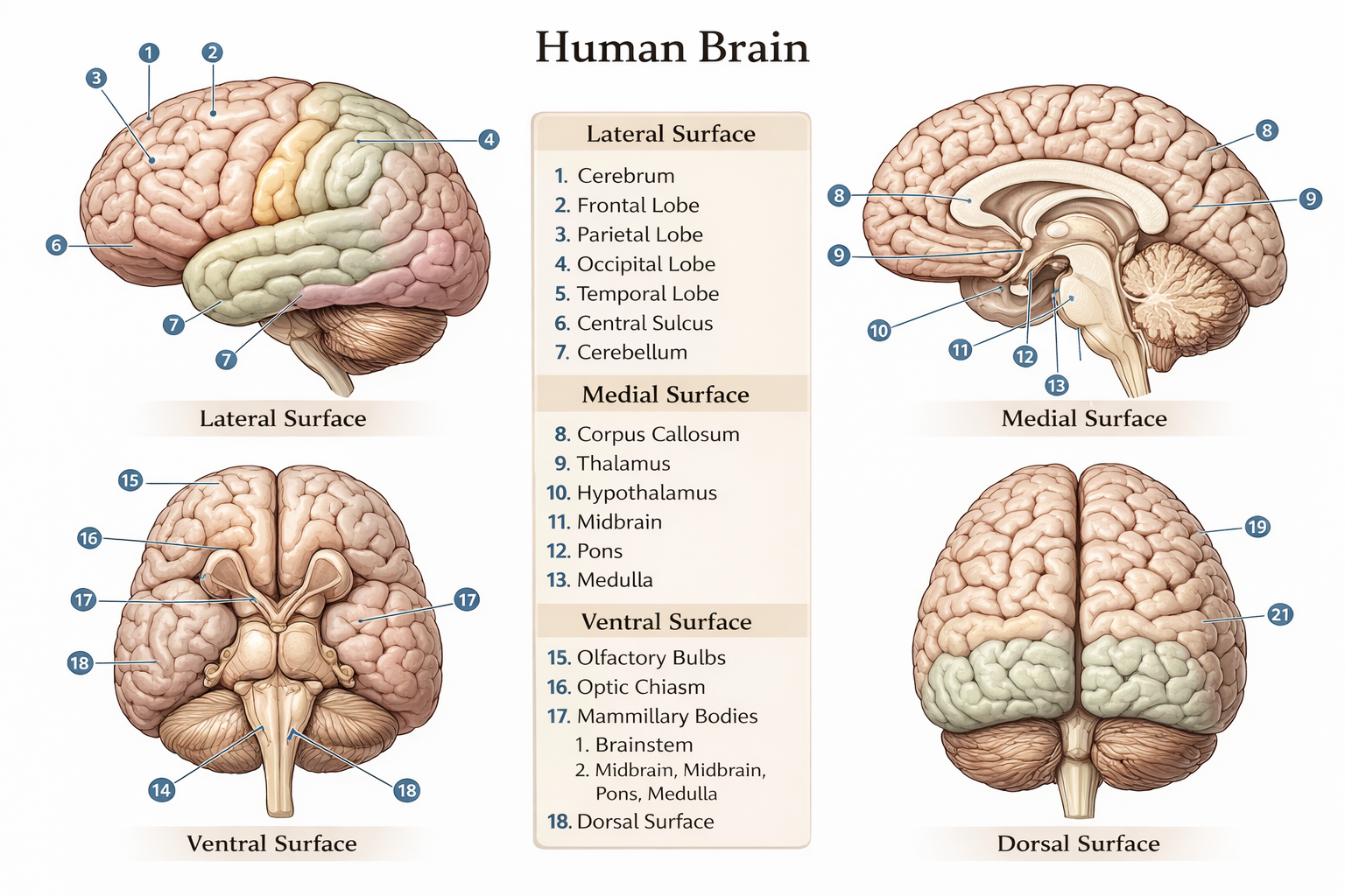 뇌의 표면 해부학