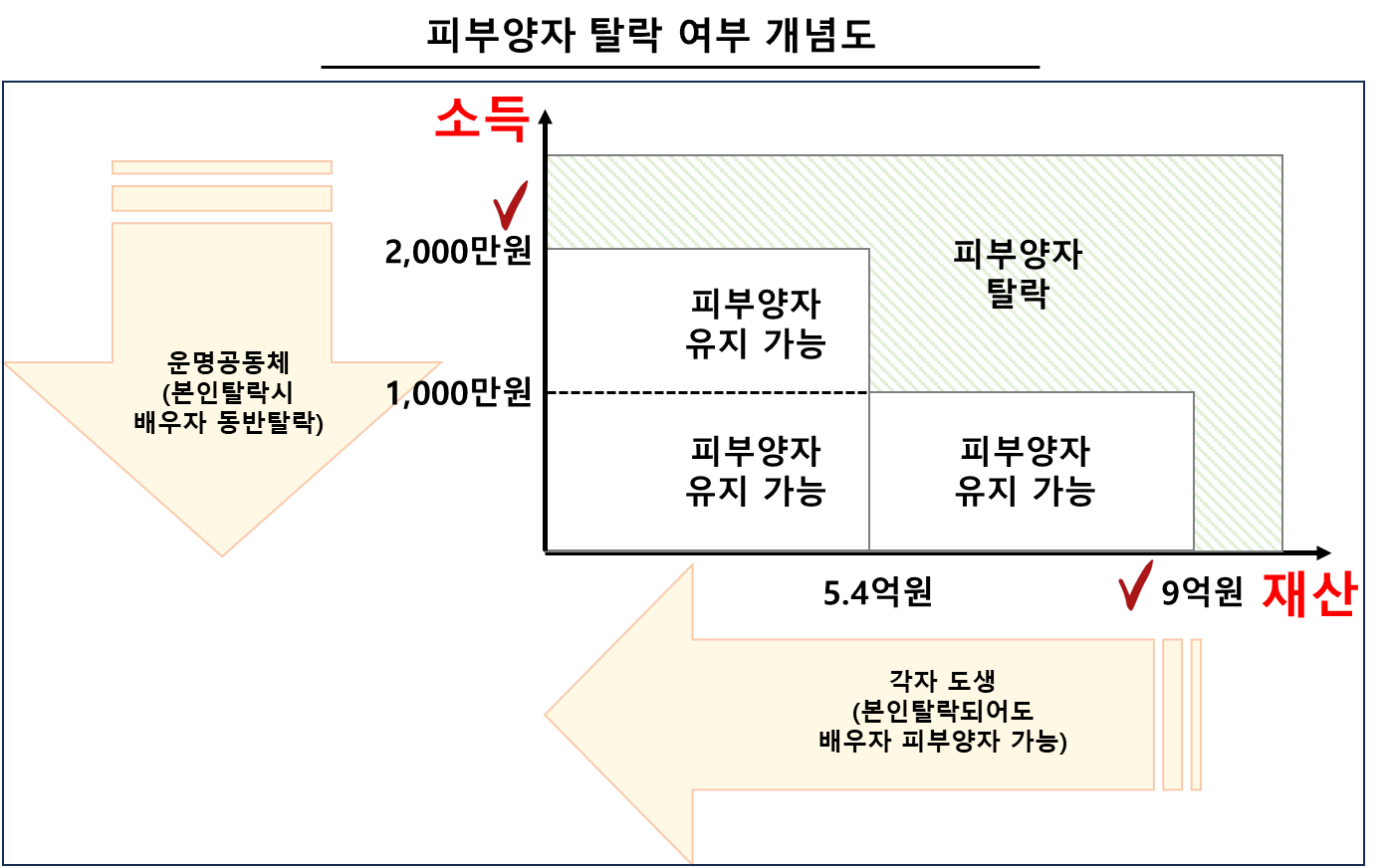 피부양자 탈락 vs 유지가능 개념도
