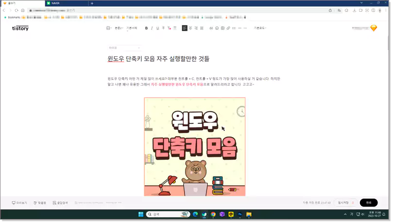 Win + Shift + S (화면캡처)