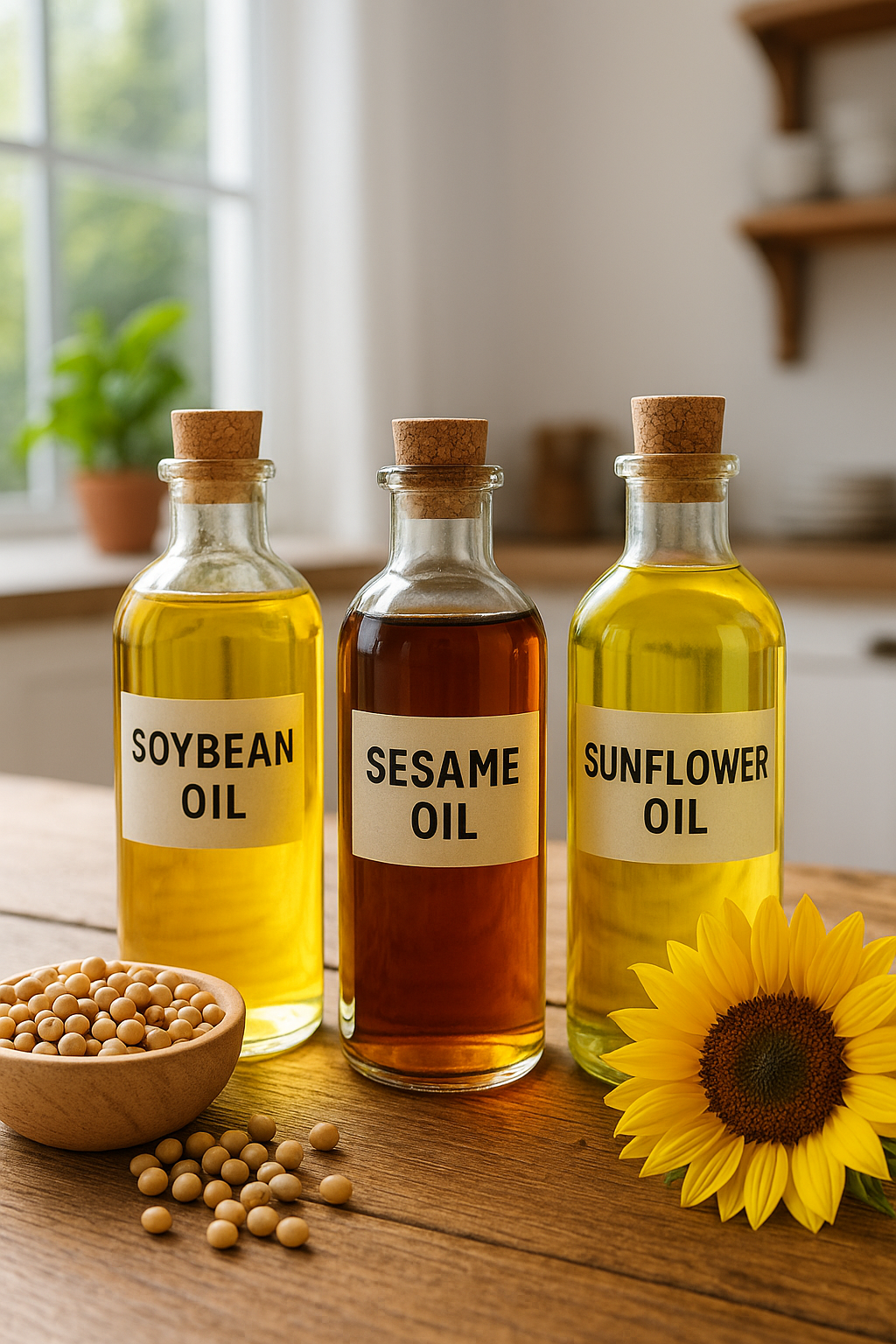 기름 세가지 놓여 있는 모습