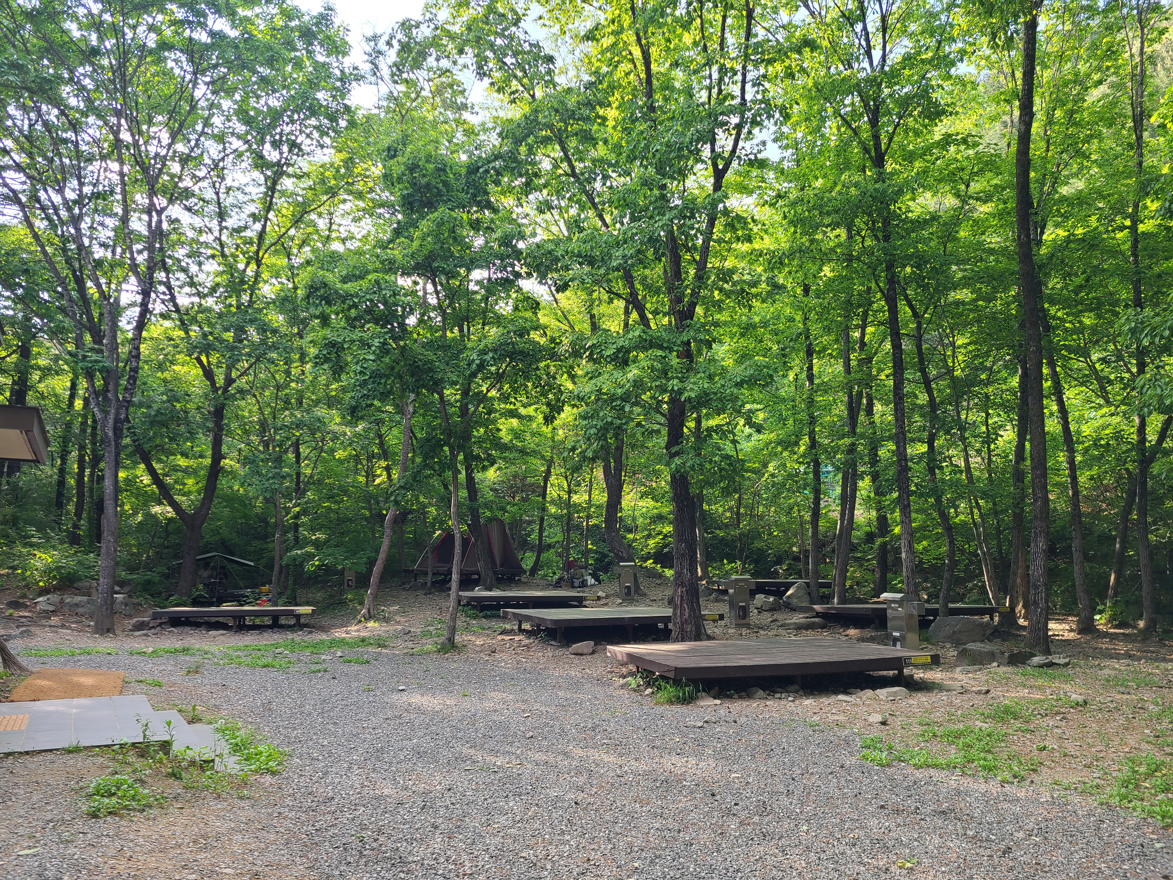 산음자연휴양림 111번 데크 부터 배치된 모습