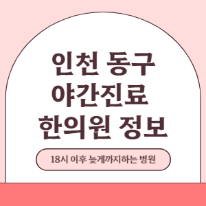 인천 동구 토요일 일요일 한의원 진료 병원 리스트