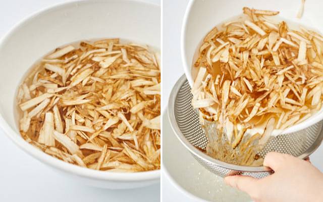 우엉 쓴맛 제거 우엉떫은맛 없애기 우엉손질 씻는법 1회