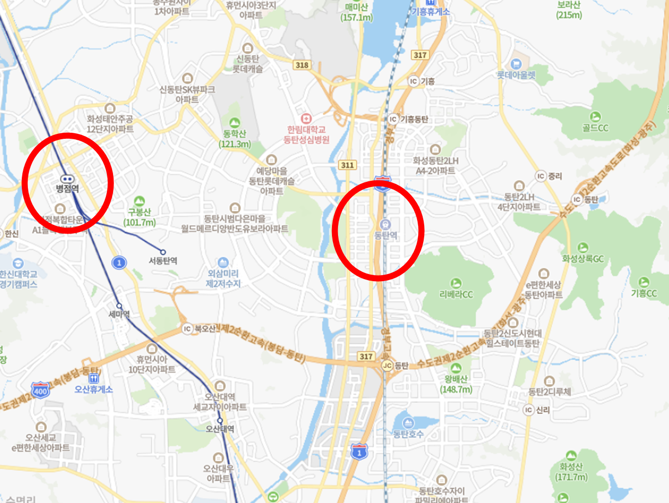 네이버지도-병점역과-동탄