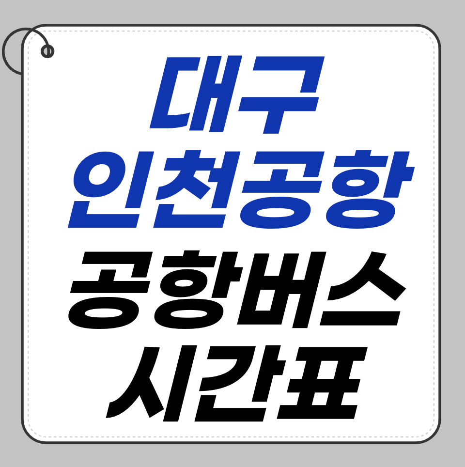 대구에서 인천공항 가는 가장 효율적인 방법 공항버스 시간표