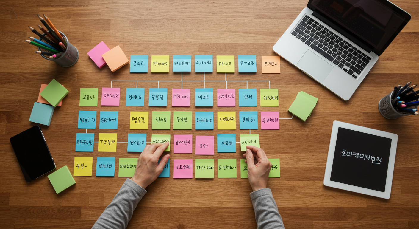 카테고리 전략을 구상 중인 블로거의 책상 위 풍경