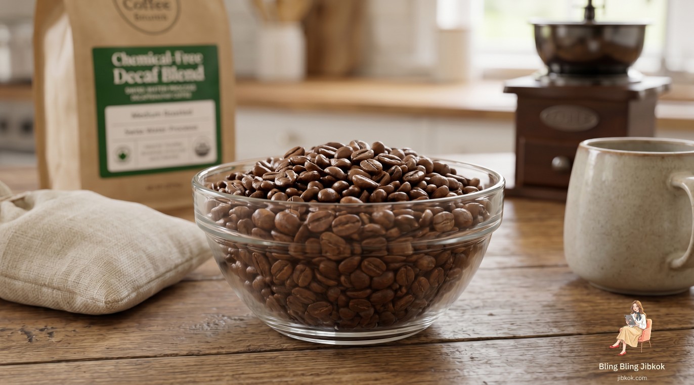 스위스 워터 프로세스로 추출한 프리미엄 디카페인 원두 (premium decaf coffee beans processed by swiss water method)