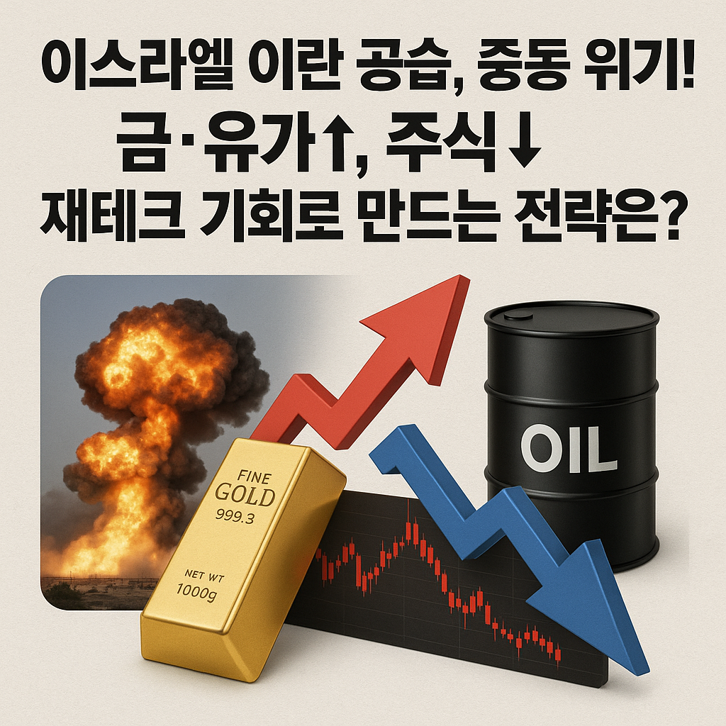이스라엘 이란 공습, 중동 위기! 금&middot;유가&uarr;, 주식&darr; 재테크 기회로 만드는 전략은?