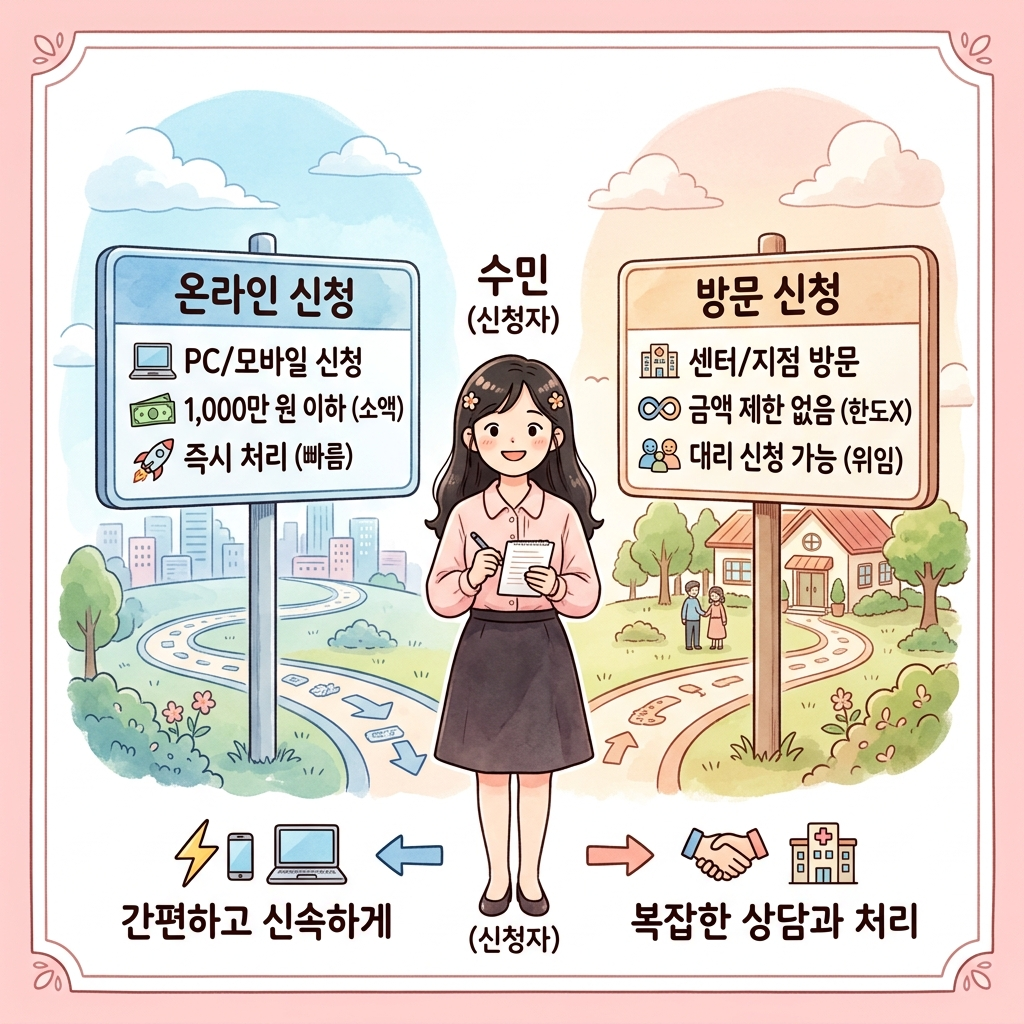 서민금융진흥원 휴면예금 온라인 신청 방문 신청 차이 비교