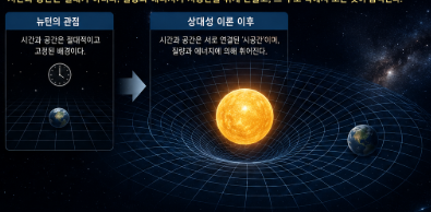 상대성 이론 이후 시간과 공간의 기준이 흔들리기 시작한 순간을 표현한 시공간 곡률