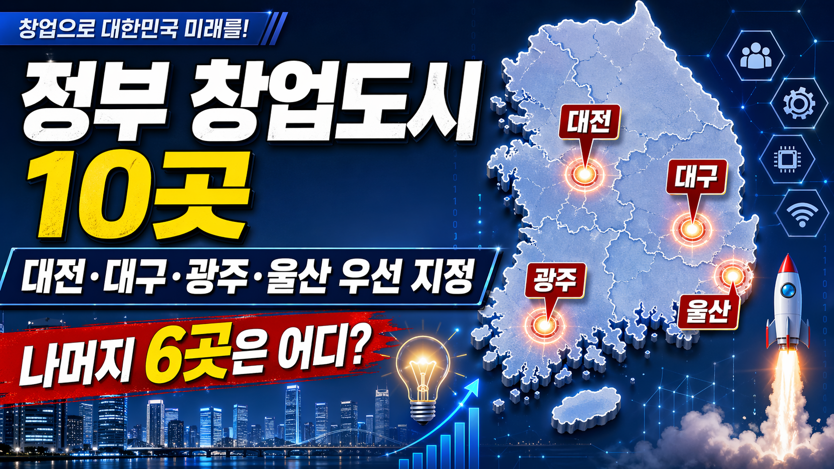 정부 창업도시 10곳, 대전·대구·광주·울산 우선 지정…나머지 6곳은 어디?