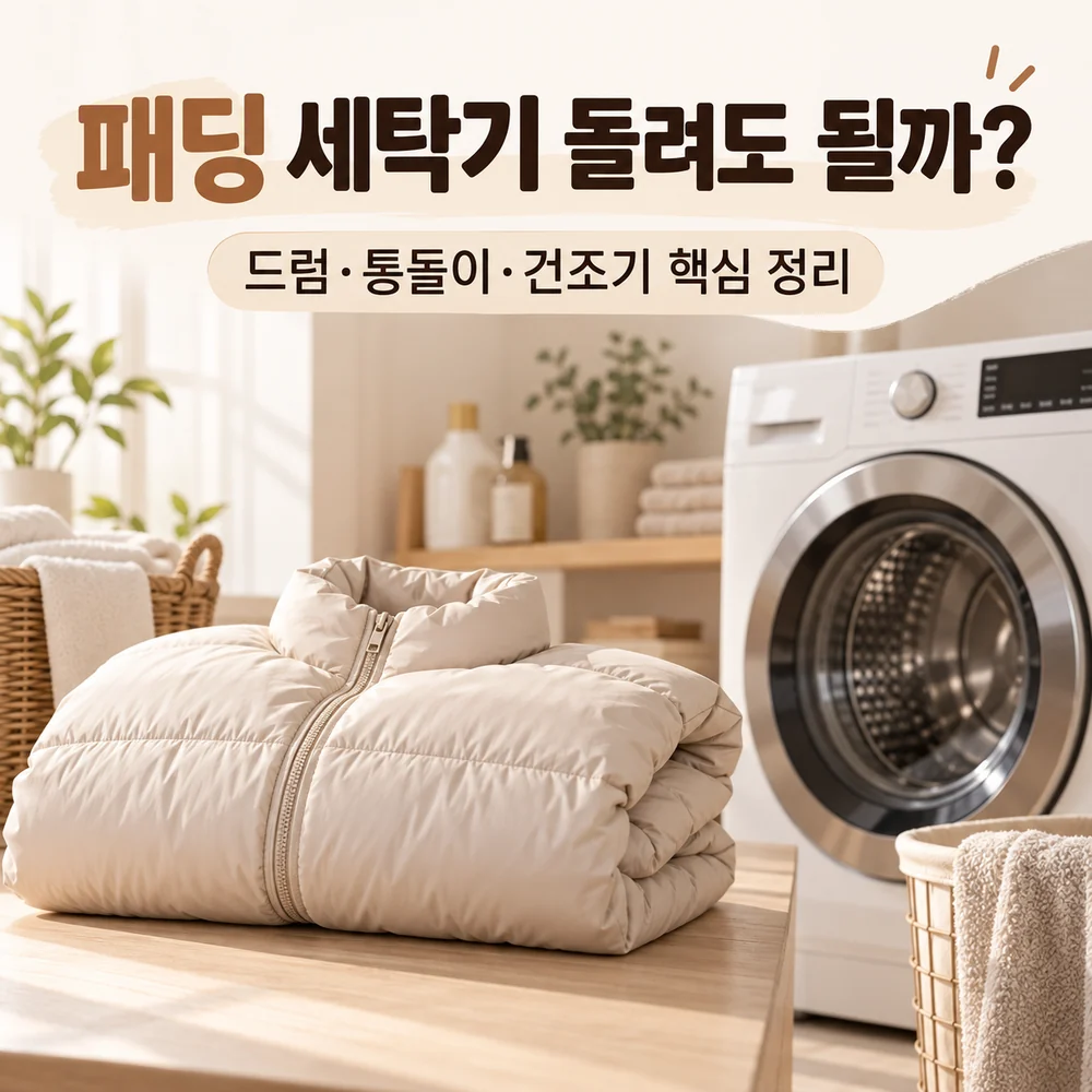 패딩 세탁기 사용 가능 여부와 드럼&middot;통돌이 세탁 코스, 털뭉침 복원 및 건조기 사용법 안내