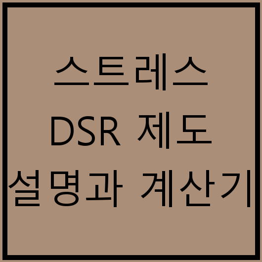 스트레스 DSR 제도 설명과 계산기